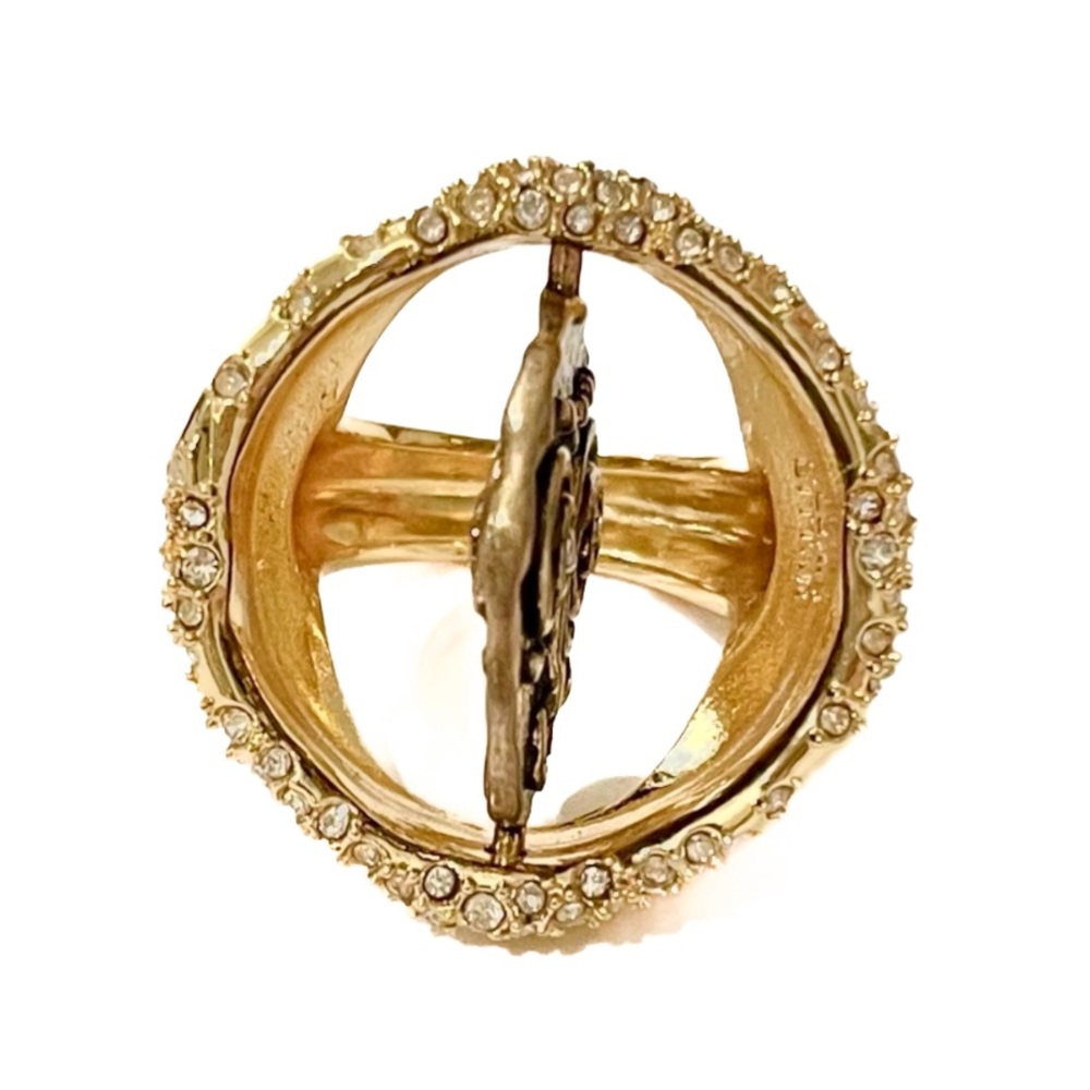 ALEXIS BITTAR Gold & Crystal Encrusted Revolving Ancient Coin Ring - Picture 4 of 9